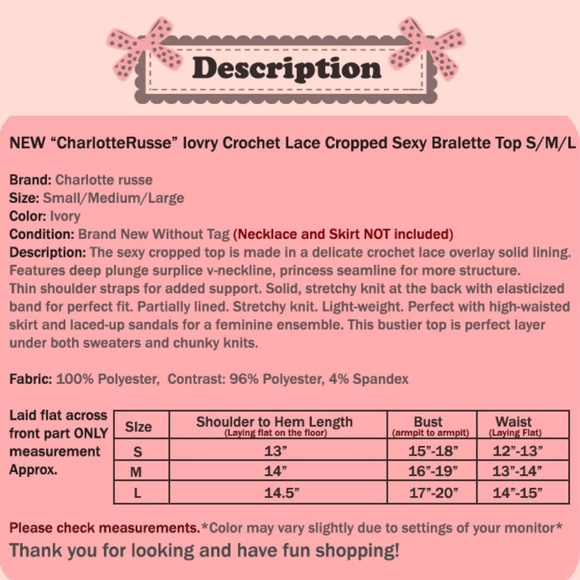 ❌Sold out❌ Crochet Lace Cropped Bralette Top - Picture 8 of 8